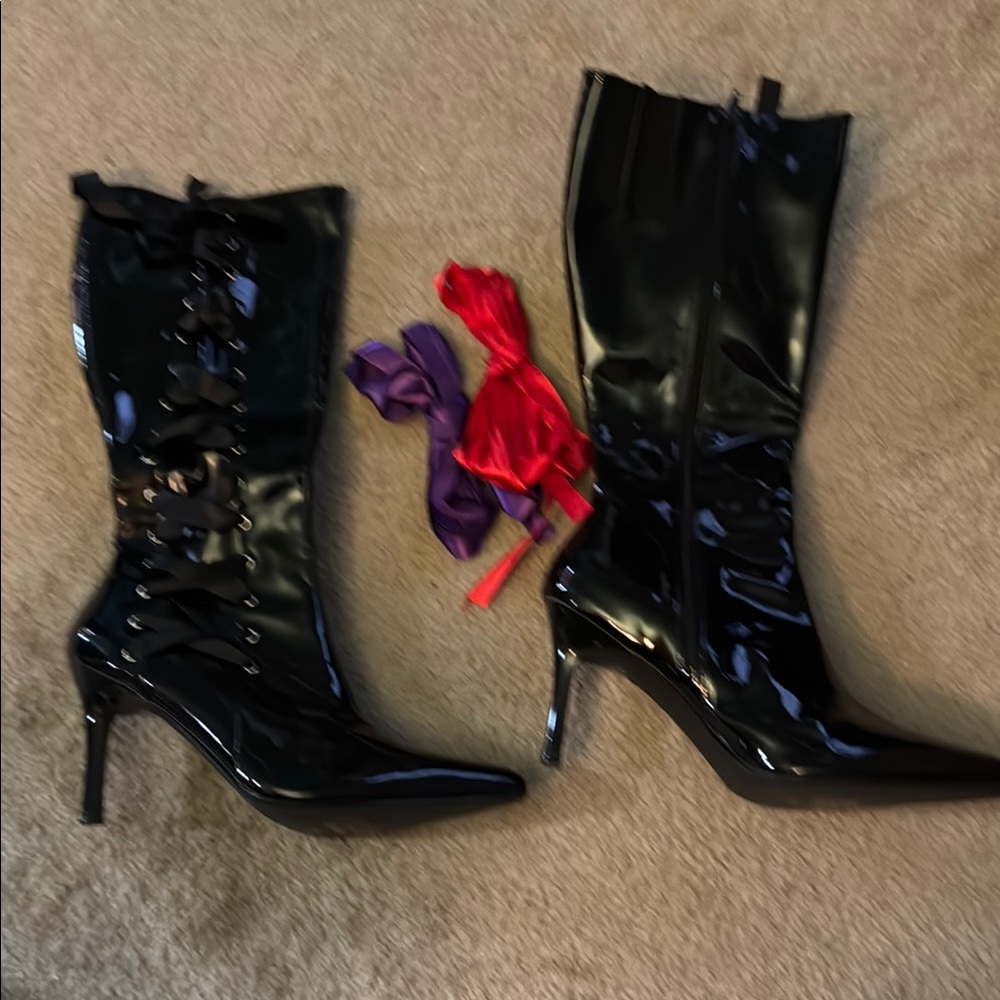 Black Patent Leather Women's Boots
